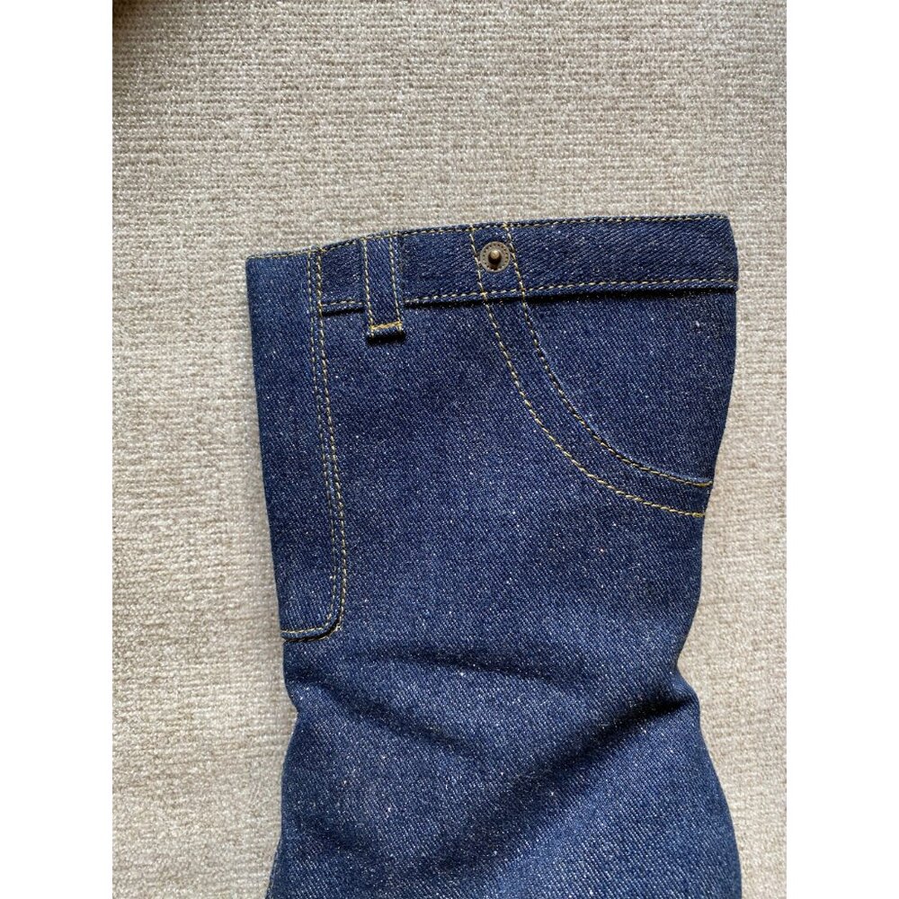 Rouge Denim Mid Calf Boots Sparkly Detail Y2K Bratz Doll Energy - Picture 4 of 8